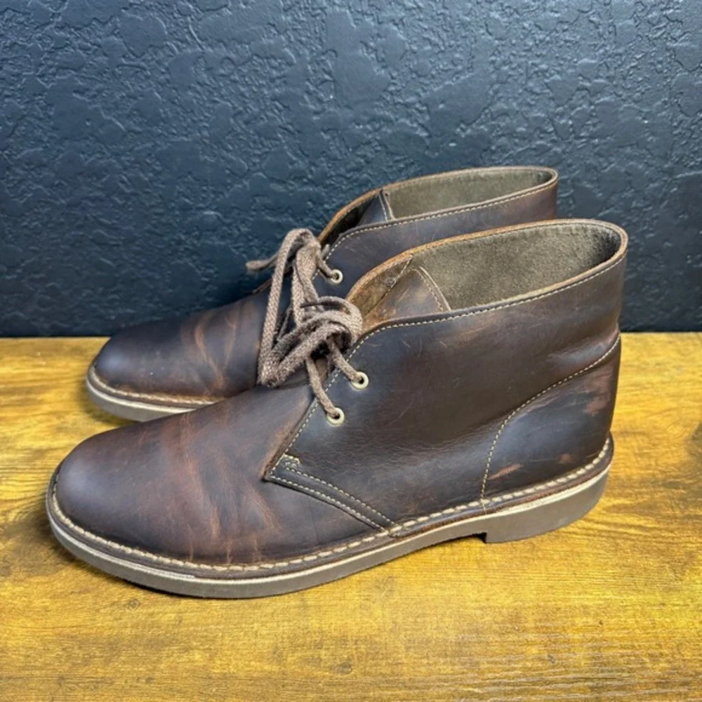 Clarks Bushacre 2 26082286 Brown Beeswax‎ Leather Chukka Boots Mens Size 9